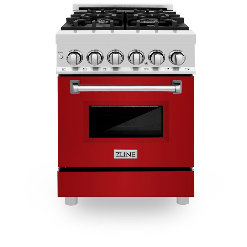 ZLINE 24 in. Professional Dual Fuel Range with Color Door Options (RA24) [Color: Red Gloss] – (RARG24)