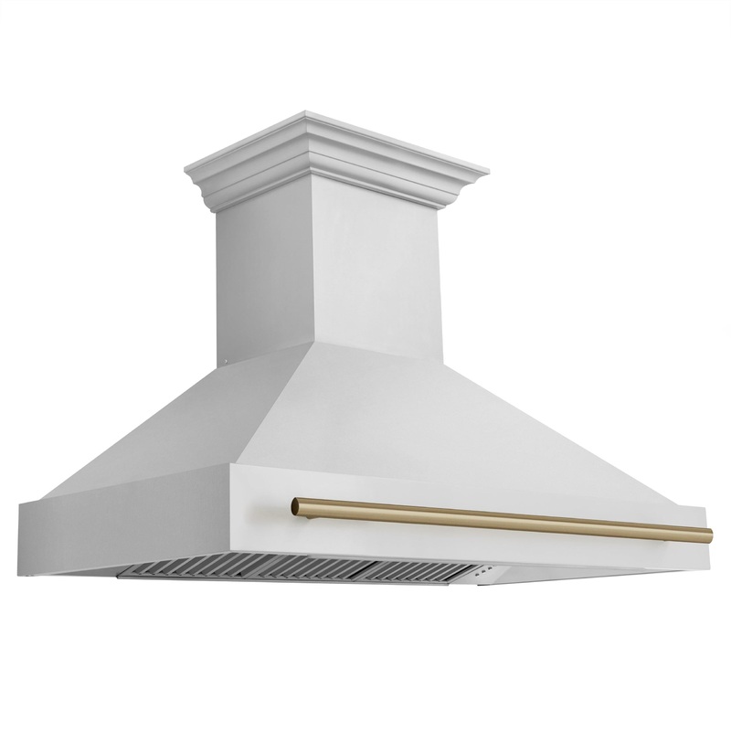 ZLINE 48 in. Autograph Edition Stainless Steel Range Hood with Stainless Steel Shell and Accented Handle (8654STZ-48) [Color: Champagne Bronze] – (8654STZ48CB)
