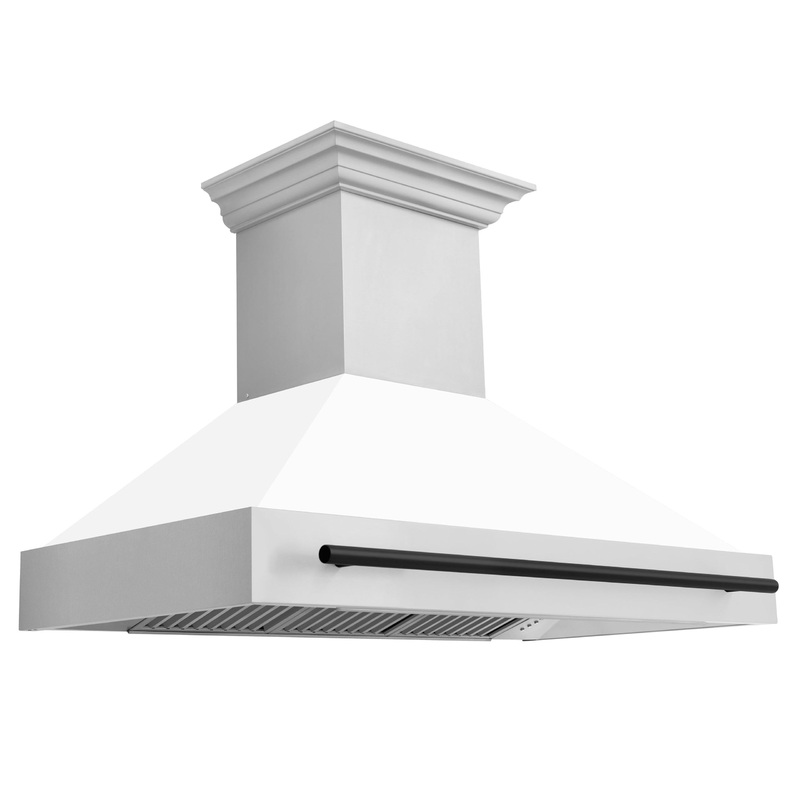 ZLINE 48 in. Autograph Edition Stainless Steel Range Hood with White Matte Shell and Handle (8654STZ-WM48) [Color: Matte Black] – (8654STZWM48MB)