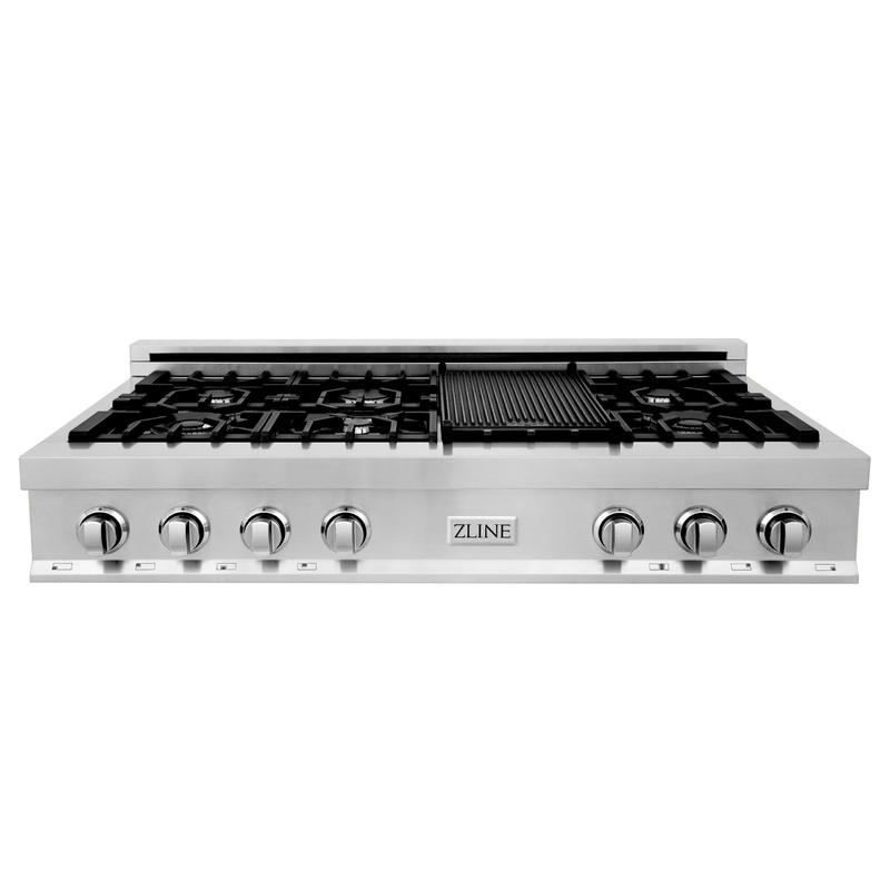 ZLINE 48 in. Porcelain Gas Stovetop with 7 Gas Burners and Griddle (RT48) – (RT48)