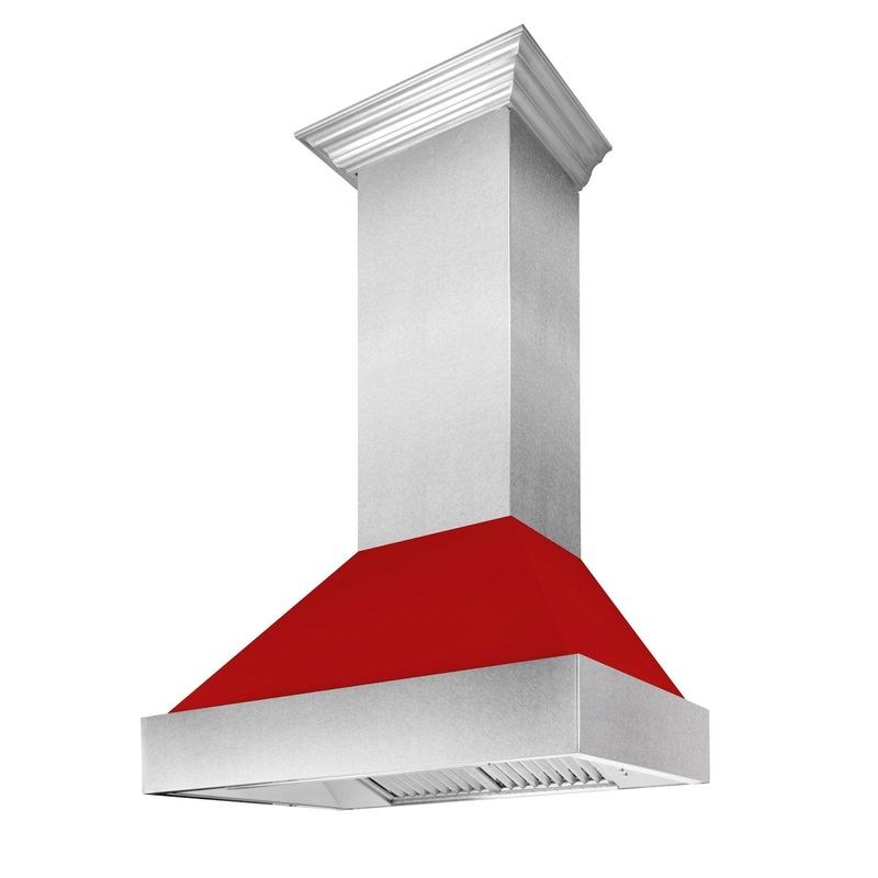 ZLINE Ducted DuraSnow Stainless Steel Range Hood with Red Matte Shell (8654RM) – (8654RM48)