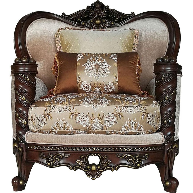 Acme Furniture Devayne Chair with 2 Pillows in Dark Walnut 50687