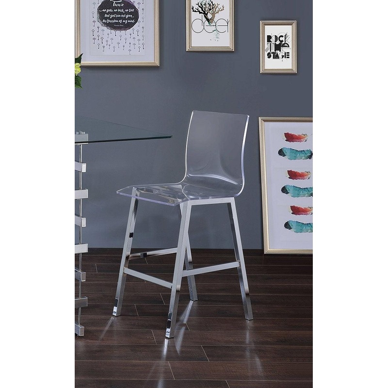 Acme Furniture Nadie Counter Height Chair in Chrome (Set of 2) 72592