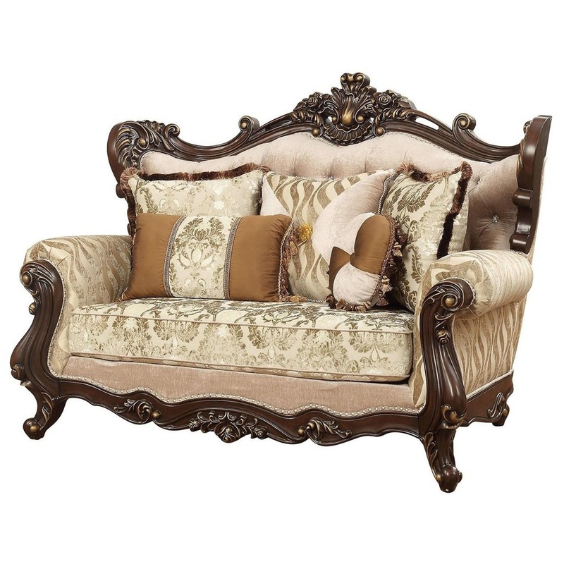Acme Furniture Shalisa Loveseat with 5 Pillows in Walnut 51051