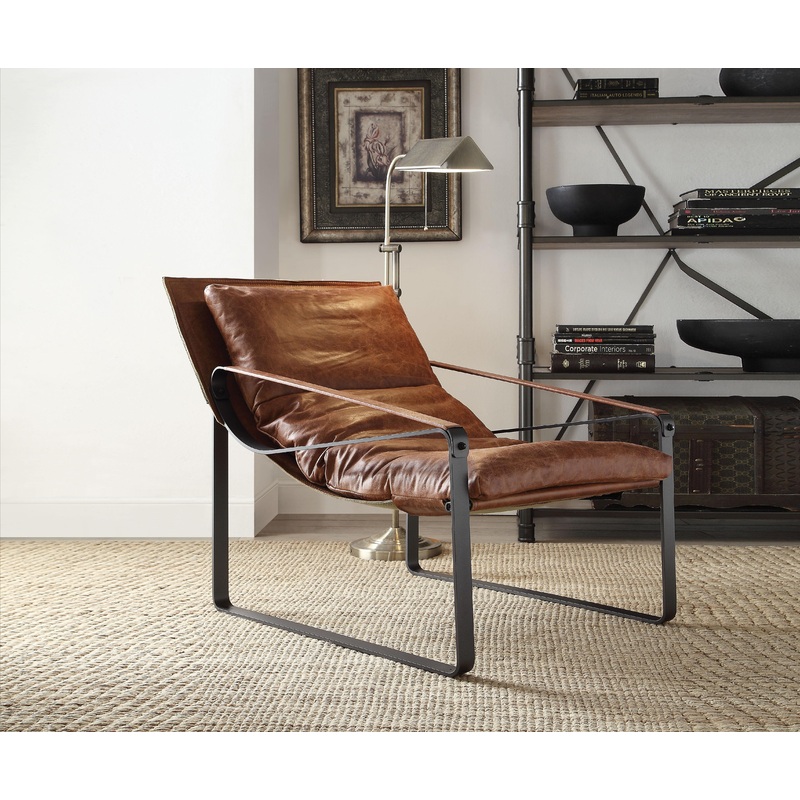 Quoba Cocoa Top Grain Leather Accent Chair