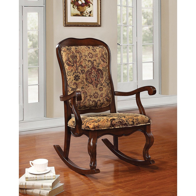 Sharan Fabric & Cherry Rocking Chair