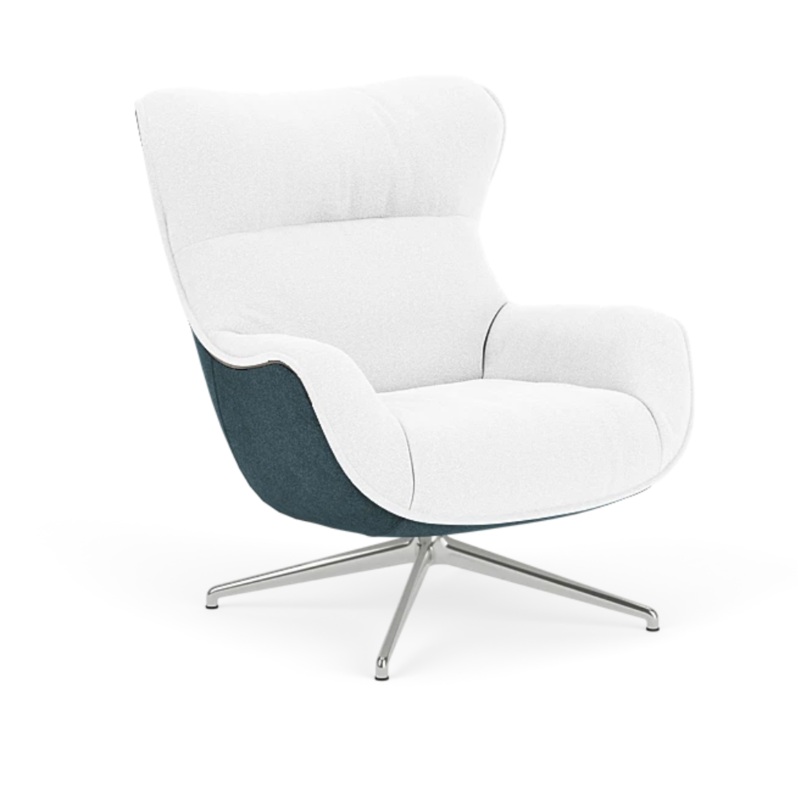 Arie Swivel Chair – Front – Boucle Cream,  Back – Lana Soft Blue – IN STOCK