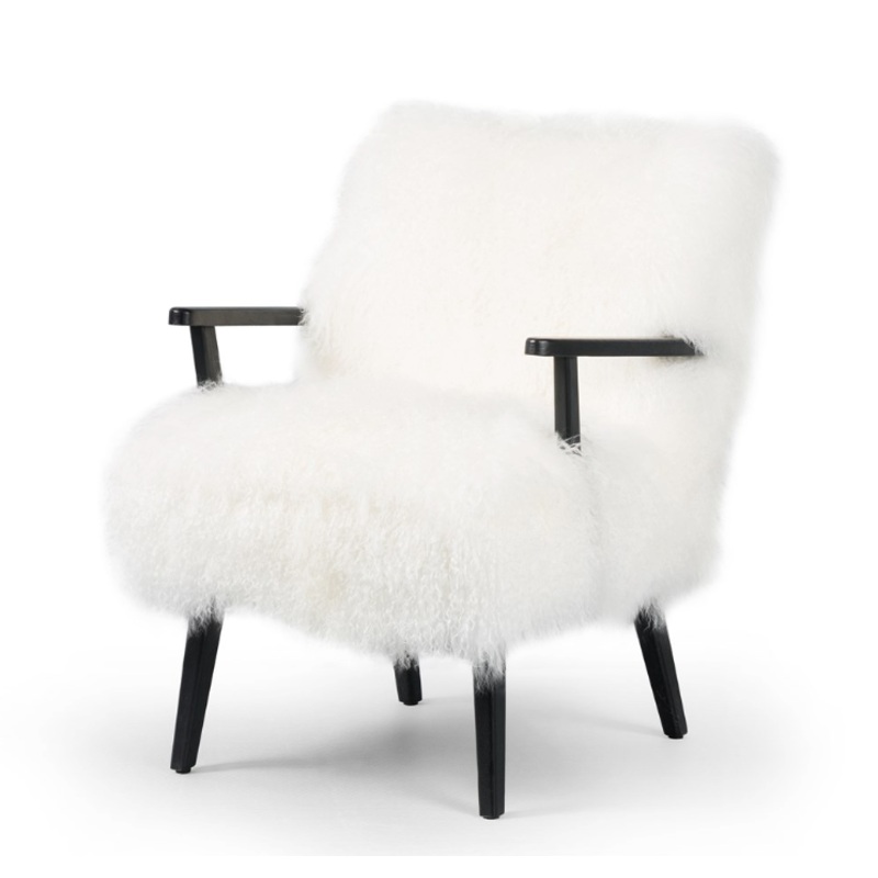 Ashland Armchair- Drifted Matte Black Cream Fur