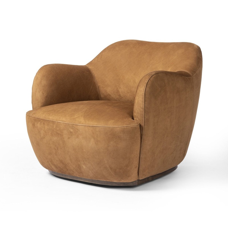 Julius Swivel Chair – Nubuck Cognac