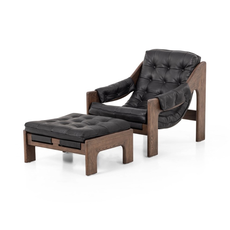 Halston Chair w/ Ottoman – Heirloom Black