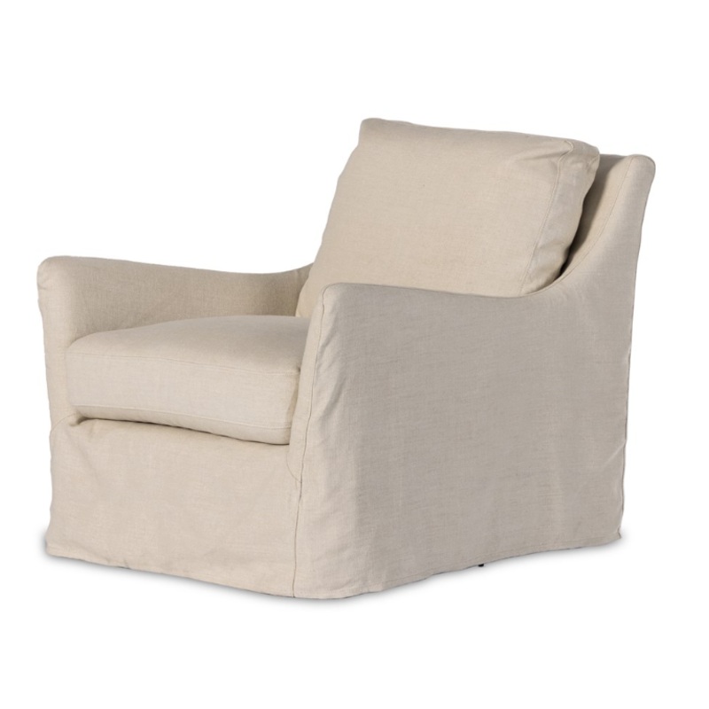 Monette Slipcover Swivel Chair – Brussels Natural