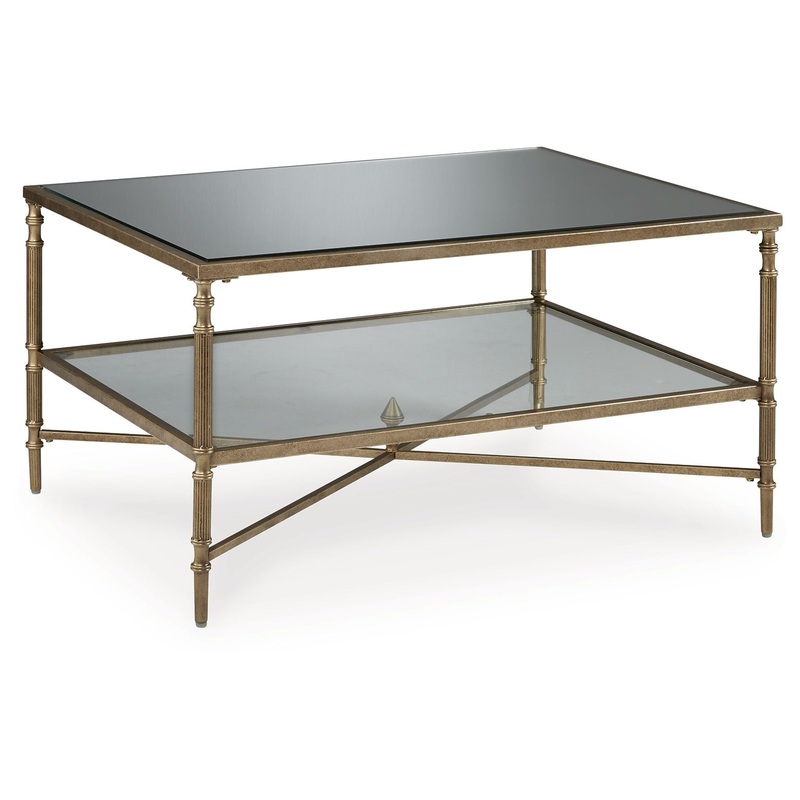 Cloverty – Aged Gold Finish – Rectangular Cocktail Table