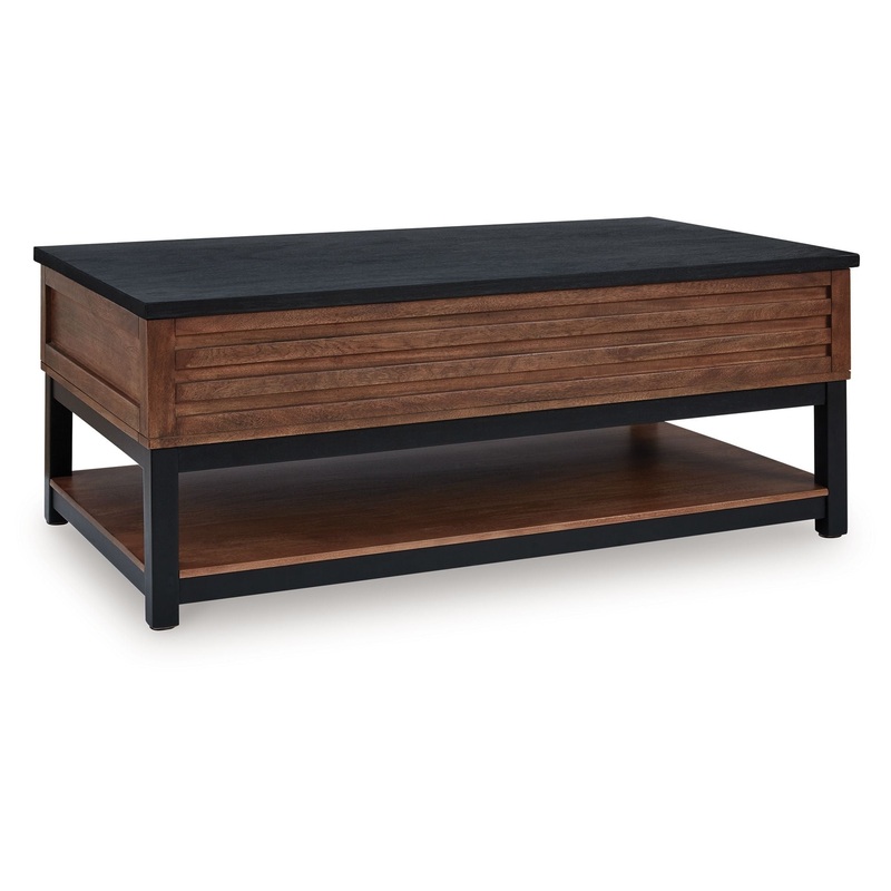 Kallari – Warm Brown / Black – Lift Top Cocktail Table