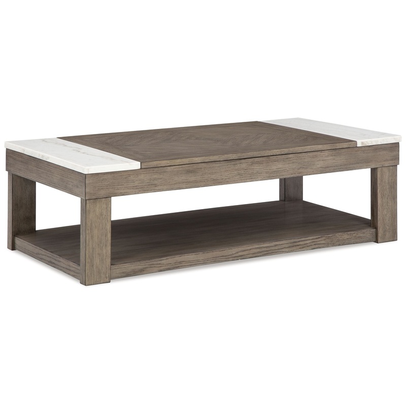 Loyaska – Grayish Brown / White – Lift Top Cocktail Table
