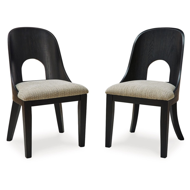 Rowanbeck – Gray / Black – Dining Upholstered Side Chair (Set of 2)