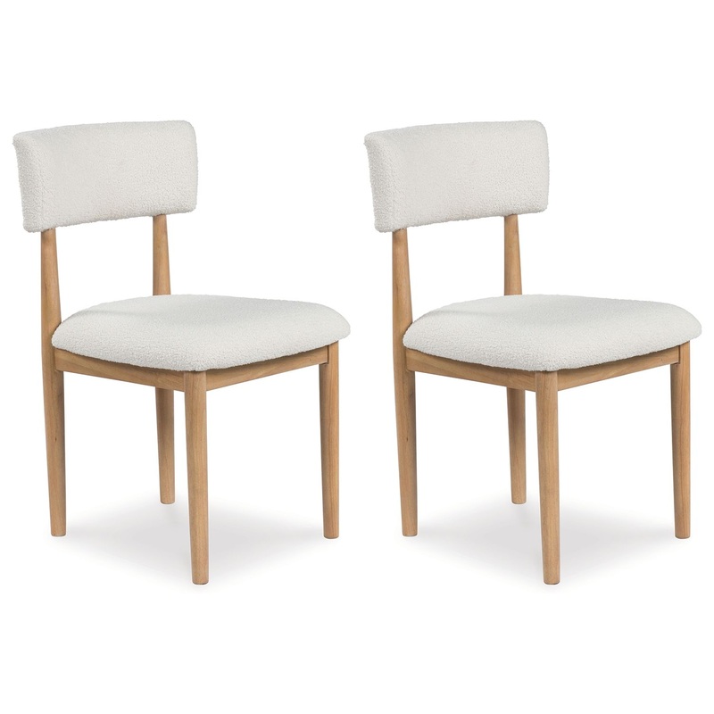 Sawdyn – White / Light Brown – Dining Upholstered Side Chair (Set of 2)