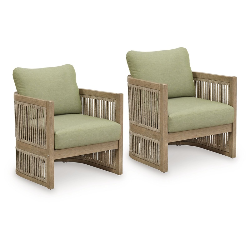 Serena Shores – Beige / Green – Lounge Chair With Cushion (Set of 2)