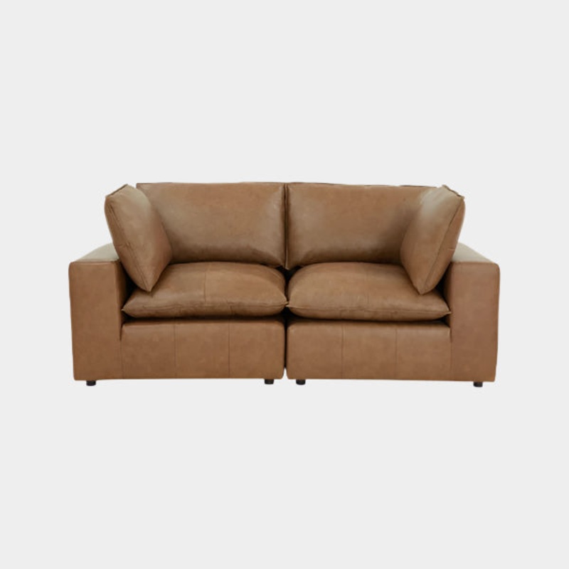 Cali Brown Leather Modular Loveseat