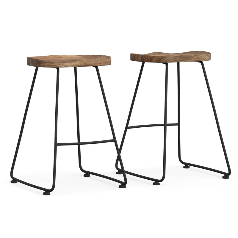 Amberly – Rustic Saddle Bar Stool (Set of 2)