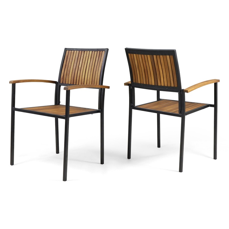 Vermilion – Outdoor Dining Chair With Vertical Slat And Wooden Arm