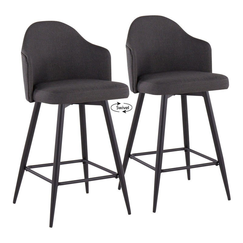Ahoy – Contemporary Fixed Height Counter Stool With Square Footrest (Set of 2)