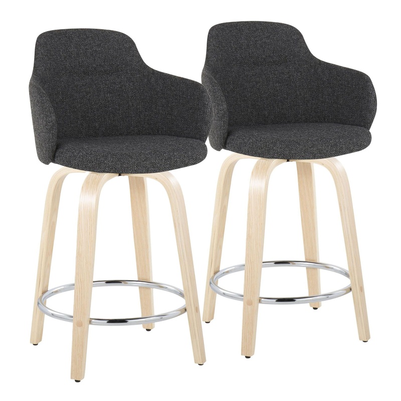Boyne – Contemporary Fixed Height Counter Stool & Swivel With Round Footrest (Set of 2)
