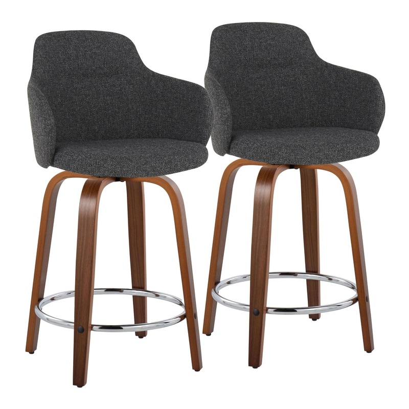 Boyne – Contemporary Fixed Height Counter Stool With Swivel With Round Footrest (Set of 2)
