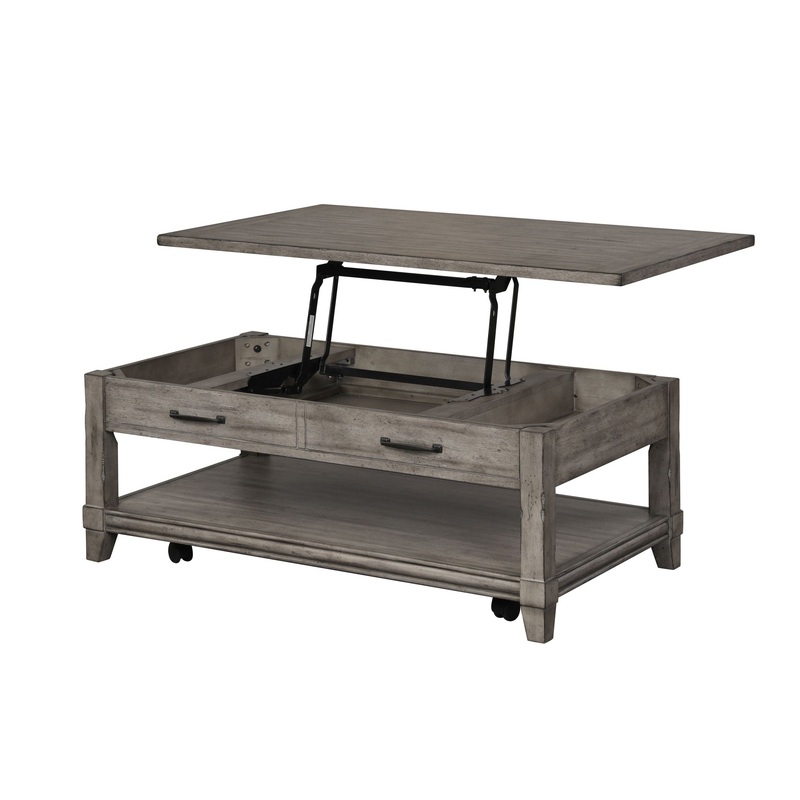 Lift Top Cocktail Table With Casters – Gray
