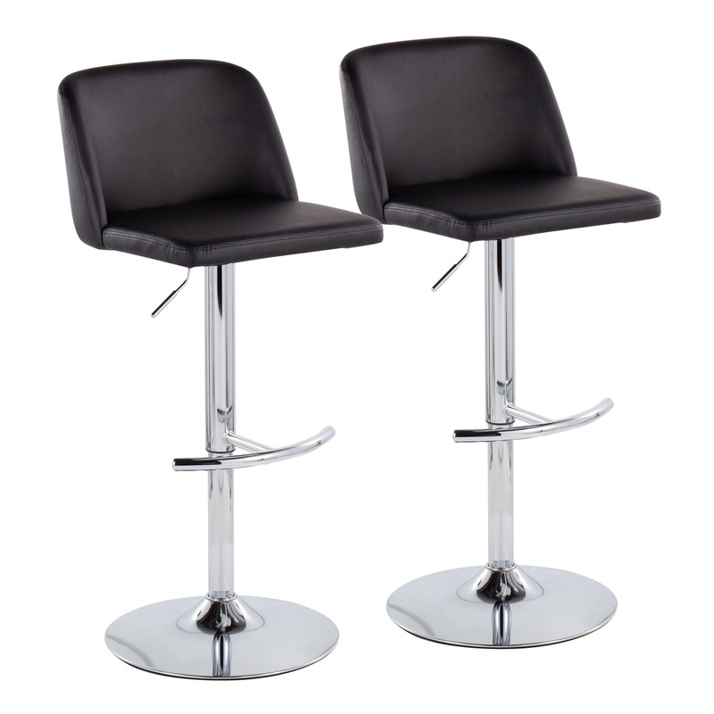 Toriano – Contemporary Adjustable Barstool With Swivel & Rounded T Footrest (Set of 2)