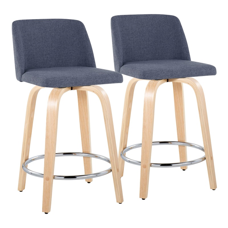 Toriano – Contemporary Fixed Height Counter Stool & Swivel And Round Footrest (Set of 2)
