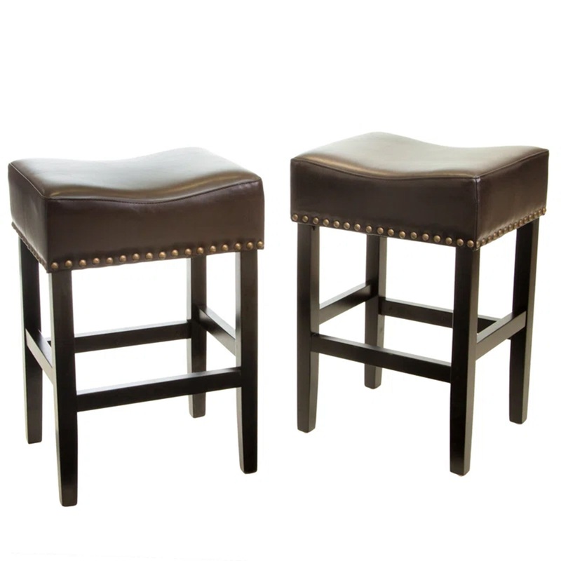Soltique – Backless Dining Counter Stool With Nailhead Trim (Set of 2)