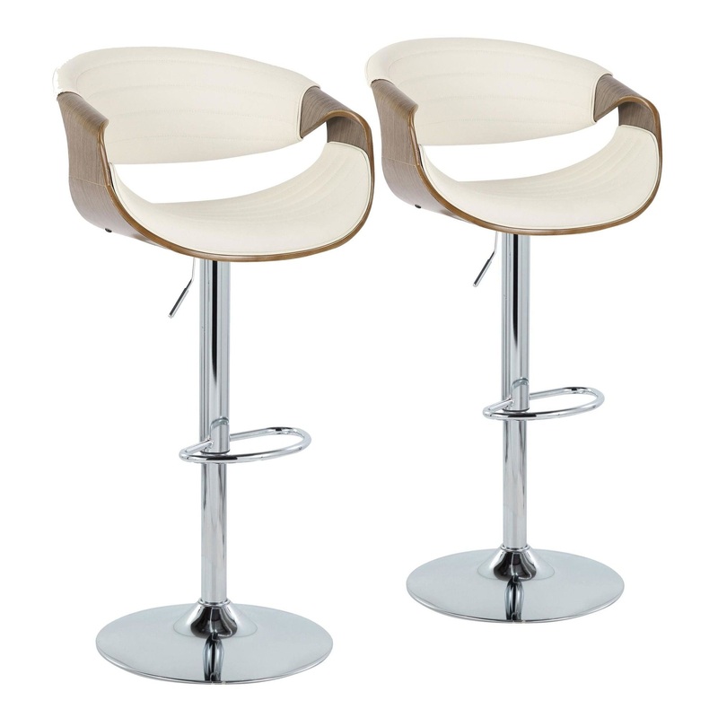Symphony – Adjustable Barstool (Set of 2) – Chrome Base & Gray Backrest