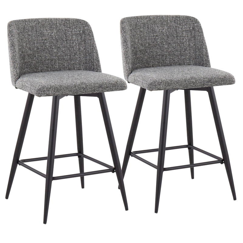 Toriano – Contemporary Fixed Height Counter Comfort Stool With Swivel With Square Footrest (Set of 2)