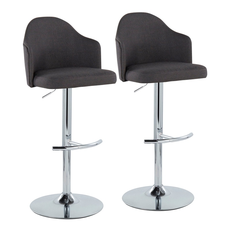 Ahoy – Contemporary Adjustable Barstool With Swivel With Rounded T Footrest (Set of 2)