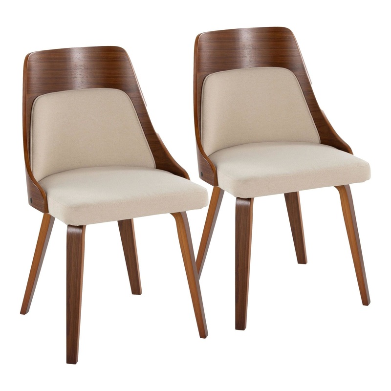 Anabelle – Dining / Accent Chair (Set of 2) – Walnut Wood And Cream Fabric