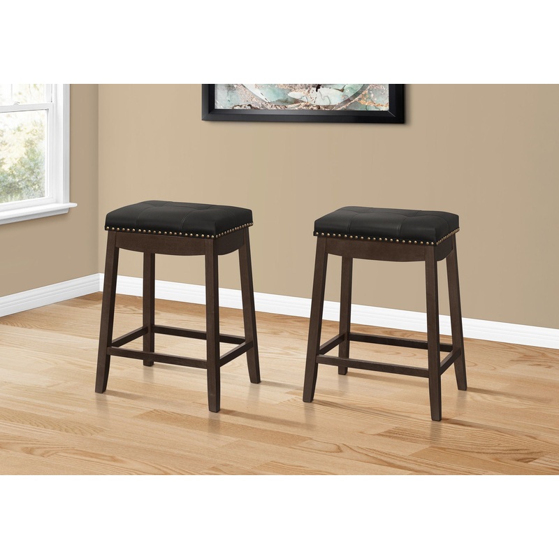 Bar Stool Counter Height, Saddle Seat, Transitional (Set of 2)