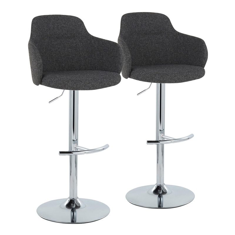 Boyne – Contemporary Adjustable Barstool With Swivel & Rounded T Footrest (Set of 2)