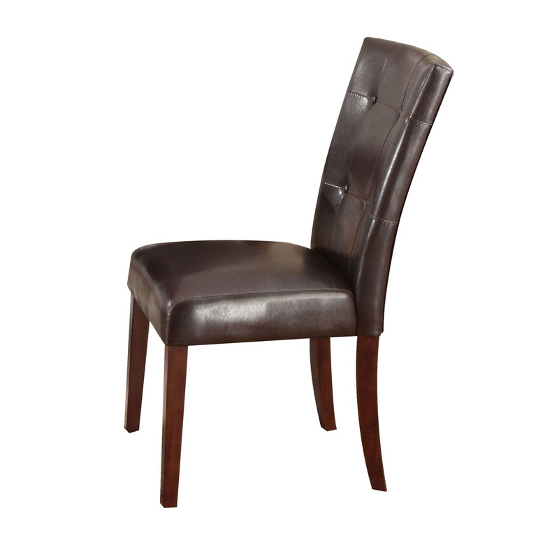 Britney – Synthetic Leather Side Chair (Set of 2) – Brown / Walnut