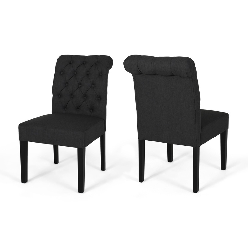 Broxton – Tuft Dining Rolltop Chairs With Button Tufted Backrest (Set of 2)