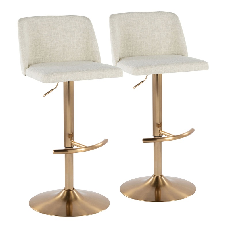 Toriano – Contemporary Adjustable Barstool Swivel With Rounded T Footrest (Set of 2)