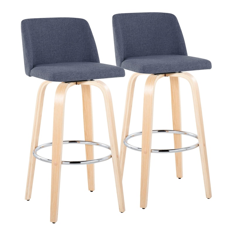 Toriano – Contemporary Fixed Height Barstool & Swivel With Round Footrest (Set of 2)