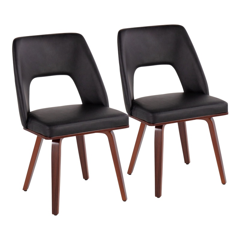 Triad – Mid-Century Modern Upholstered Chair (Set of 2) – Walnut / Black