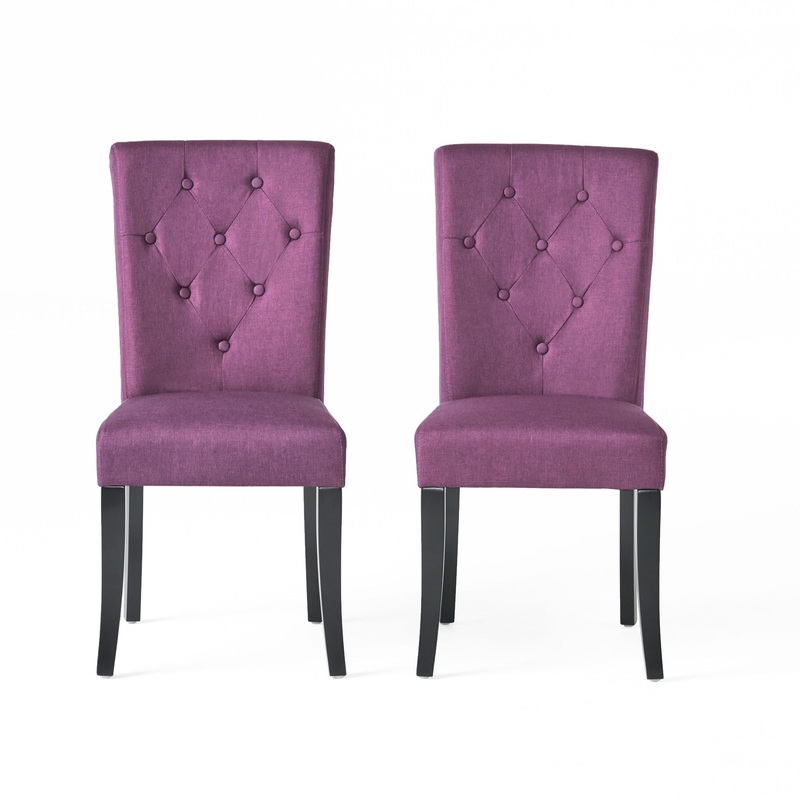 Upholstered Dining Chairs, Fabric Side Chairs, For Dining Room, Kitchen And Living Room (Set of 2) – Dark Purple