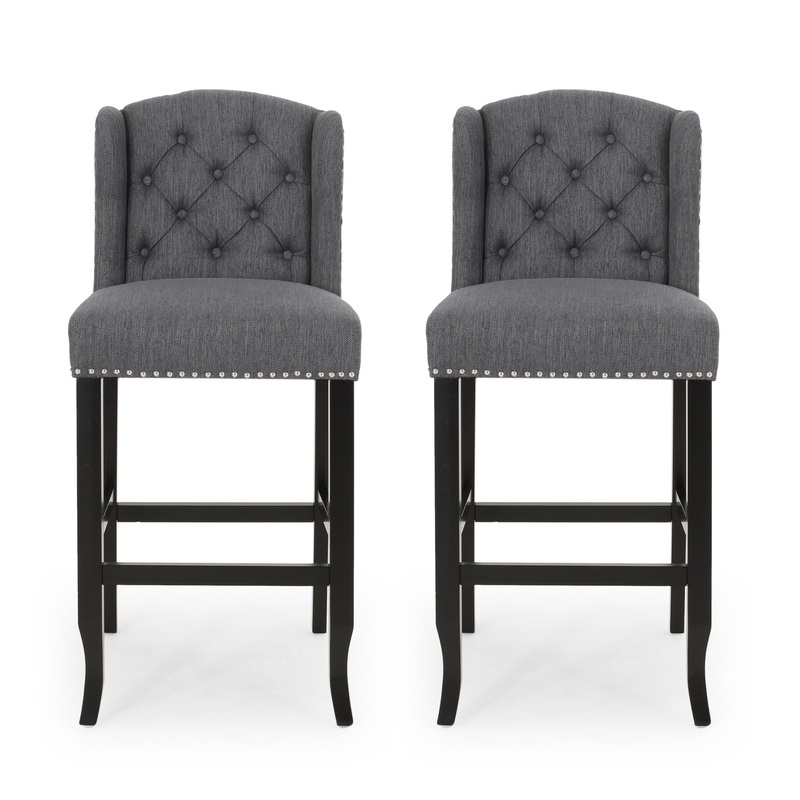 Vienna – Contemporary Fabric Tufted Wingback Counter Stools (Set of 2)