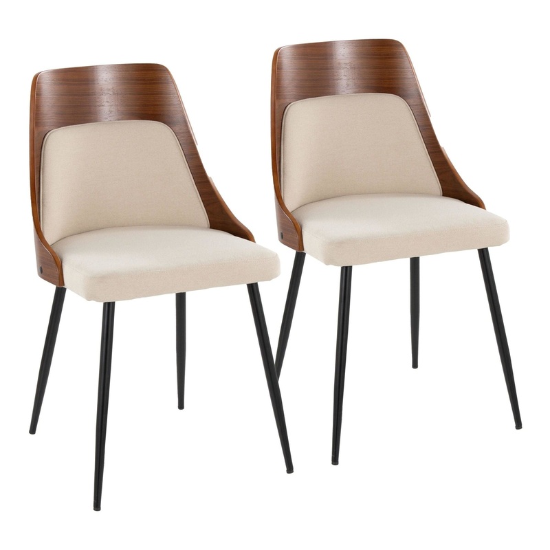 Anabelle – Dining / Accent Chair (Set of 2) – Black Metal, Walnut Wood