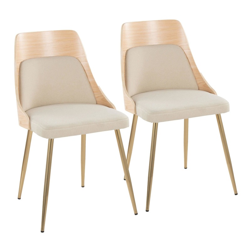 Anabelle – Dining / Accent Chair (Set of 2) – Gold Metal, Natural Wood