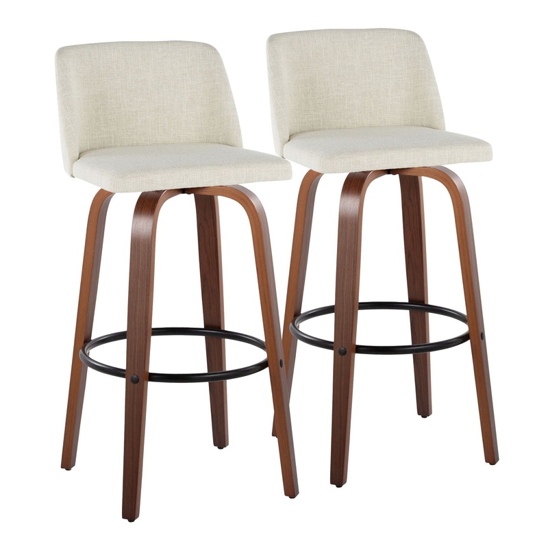 Toriano – Contemporary Fixed Height Barstool Swivel And Round Footrest (Set of 2)
