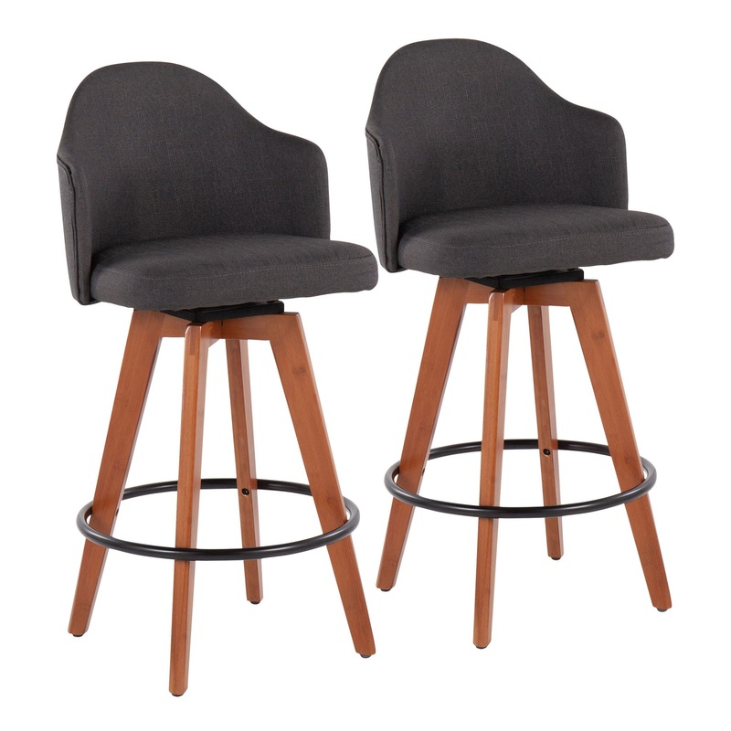 Ahoy – Contemporary Fixed Height Counter Stool With Bamboo Round Footrest (Set of 2)