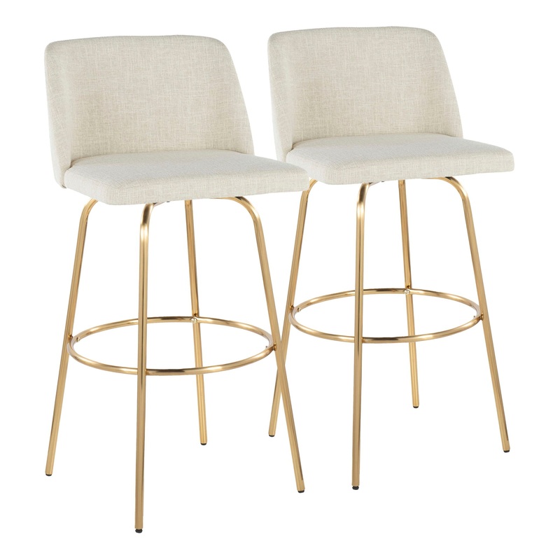 Toriano – Contemporary Fixed Height Barstool With Swivel And Round Footrest (Set of 2)