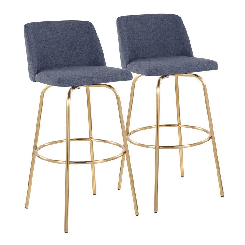 Toriano – Contemporary Fixed Height Barstool With Swivel With Round Footrest (Set of 2)